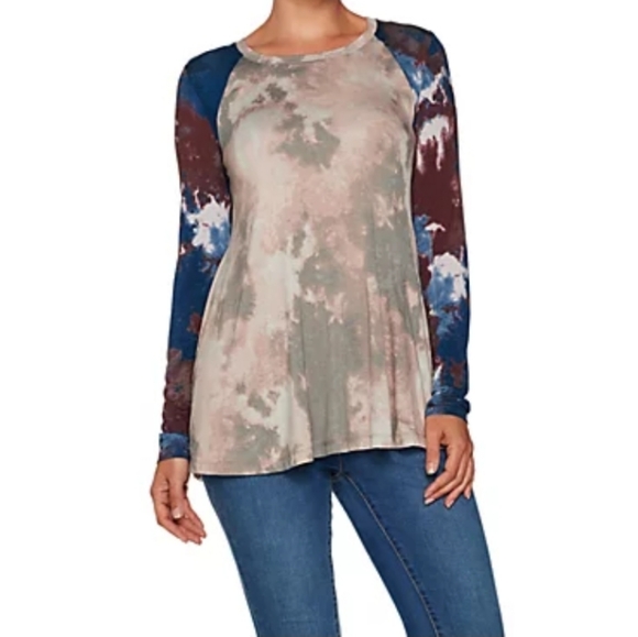 Logo Lori Goldstein tie dye raglan tunic top